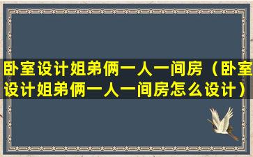 卧室设计姐弟俩一人一间房（卧室设计姐弟俩一人一间房怎么设计）