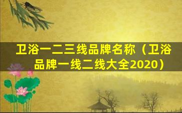 卫浴一二三线品牌名称（卫浴品牌一线二线大全2020）