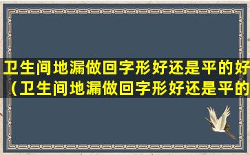 卫生间地漏做回字形好还是平的好（卫生间地漏做回字形好还是平的好呢）