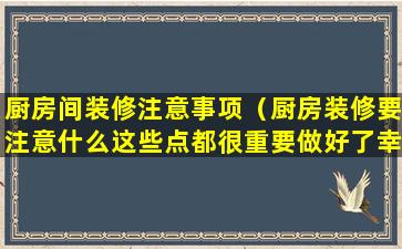 厨房间装修注意事项（厨房装修要注意什么这些点都很重要做好了幸福感爆棚）