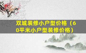 双城装修小户型价格（60平米小户型装修价格）