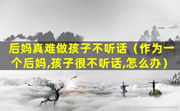 后妈真难做孩子不听话（作为一个后妈,孩子很不听话,怎么办）