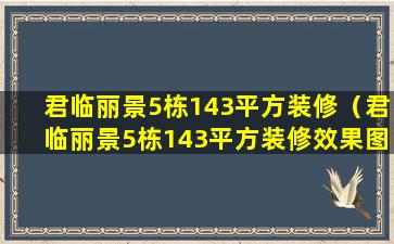 君临丽景5栋143平方装修（君临丽景5栋143平方装修效果图）