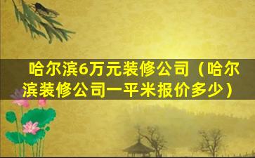 哈尔滨6万元装修公司（哈尔滨装修公司一平米报价多少）