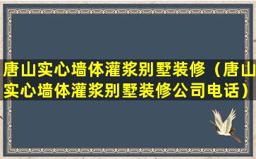 唐山实心墙体灌浆别墅装修（唐山实心墙体灌浆别墅装修公司电话）