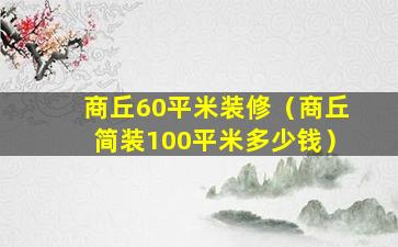 商丘60平米装修（商丘简装100平米多少钱）