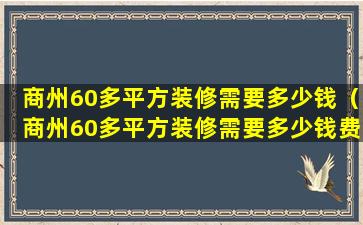 商州60多平方装修需要多少钱（商州60多平方装修需要多少钱费用）