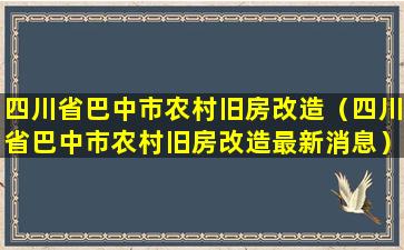 四川省巴中市农村旧房改造（四川省巴中市农村旧房改造最新消息）