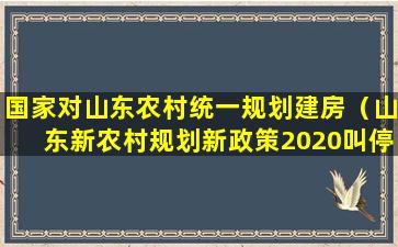 国家对山东农村统一规划建房（山东新农村规划新政策2020叫停）