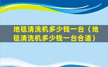 地毯清洗机多少钱一台（地毯清洗机多少钱一台合适）