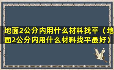 地面2公分内用什么材料找平（地面2公分内用什么材料找平最好）