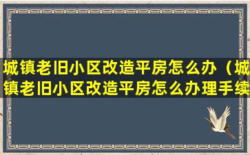 城镇老旧小区改造平房怎么办（城镇老旧小区改造平房怎么办理手续）