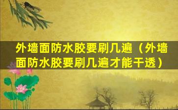 外墙面防水胶要刷几遍（外墙面防水胶要刷几遍才能干透）