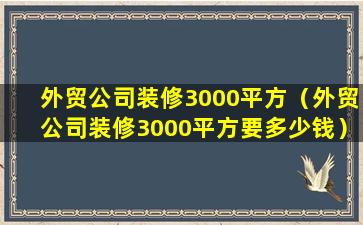 外贸公司装修3000平方（外贸公司装修3000平方要多少钱）