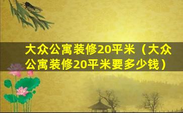 大众公寓装修20平米（大众公寓装修20平米要多少钱）