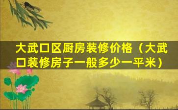 大武口区厨房装修价格（大武口装修房子一般多少一平米）