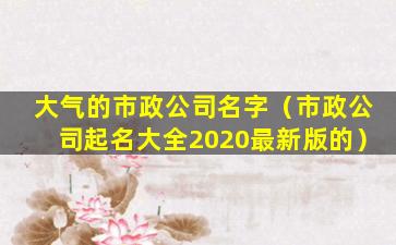 大气的市政公司名字（市政公司起名大全2020最新版的）