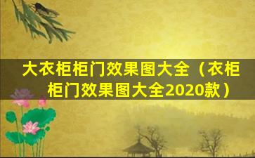 大衣柜柜门效果图大全（衣柜柜门效果图大全2020款）