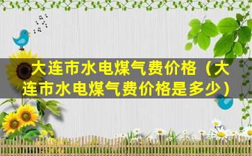 大连市水电煤气费价格（大连市水电煤气费价格是多少）