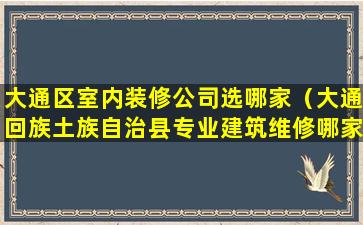 大通区室内装修公司选哪家（大通回族土族自治县专业建筑维修哪家好）