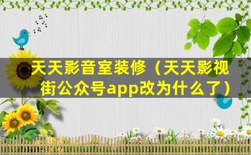 天天影音室装修（天天影视街公众号app改为什么了）