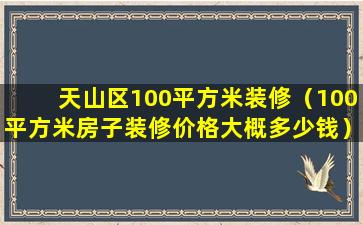 天山区100平方米装修（100平方米房子装修价格大概多少钱）