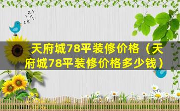 天府城78平装修价格（天府城78平装修价格多少钱）