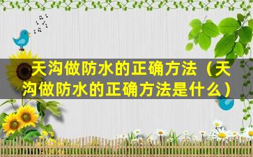 天沟做防水的正确方法（天沟做防水的正确方法是什么）