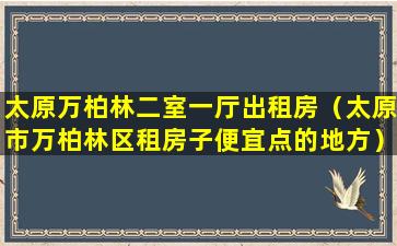 太原万柏林二室一厅出租房（太原市万柏林区租房子便宜点的地方）