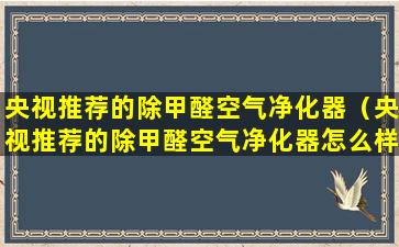 央视推荐的除甲醛空气净化器（央视推荐的除甲醛空气净化器怎么样）