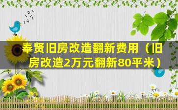 奉贤旧房改造翻新费用（旧房改造2万元翻新80平米）