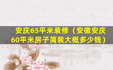 安庆65平米装修（安徽安庆60平米房子简装大概多少钱）