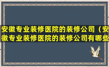 安徽专业装修医院的装修公司（安徽专业装修医院的装修公司有哪些）