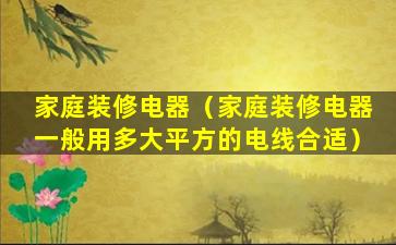 家庭装修电器（家庭装修电器一般用多大平方的电线合适）