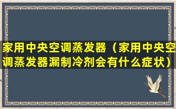 家用中央空调蒸发器（家用中央空调蒸发器漏制冷剂会有什么症状）