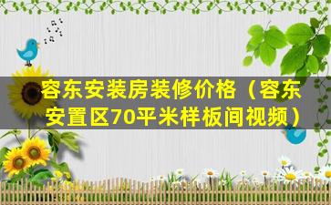 容东安装房装修价格（容东安置区70平米样板间视频）