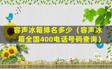 容声冰箱排名多少（容声冰箱全国400电话号码查询）