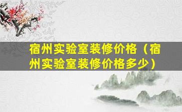 宿州实验室装修价格（宿州实验室装修价格多少）