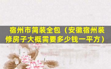 宿州市简装全包（安徽宿州装修房子大概需要多少钱一平方）