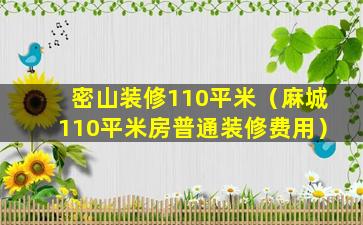 密山装修110平米（麻城110平米房普通装修费用）