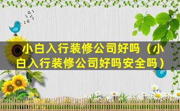 小白入行装修公司好吗（小白入行装修公司好吗安全吗）