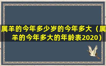 属羊的今年多少岁的今年多大（属羊的今年多大的年龄表2020）