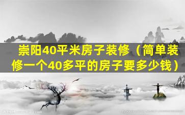 崇阳40平米房子装修（简单装修一个40多平的房子要多少钱）