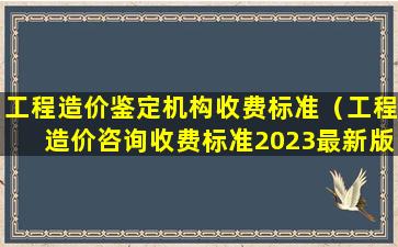 工程造价鉴定机构收费标准（工程造价咨询收费标准2023最新版）