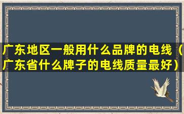 广东地区一般用什么品牌的电线（广东省什么牌子的电线质量最好）