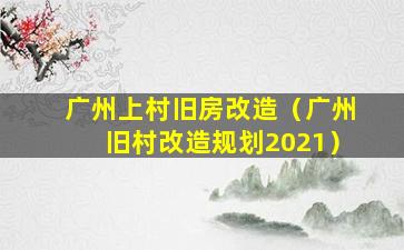 广州上村旧房改造（广州旧村改造规划2021）