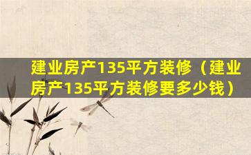 建业房产135平方装修（建业房产135平方装修要多少钱）