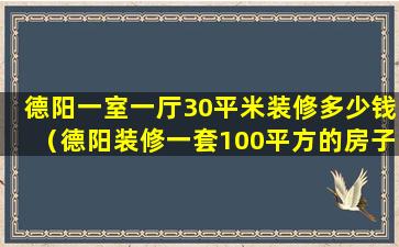 德阳一室一厅30平米装修多少钱（德阳装修一套100平方的房子多少钱）