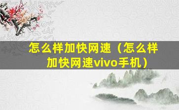 怎么样加快网速（怎么样加快网速vivo手机）