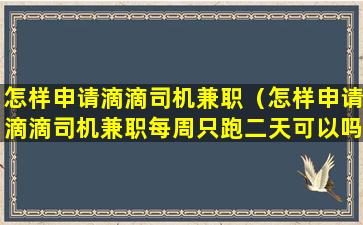 怎样申请滴滴司机兼职（怎样申请滴滴司机兼职每周只跑二天可以吗）